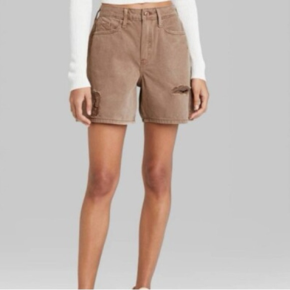 New Ladies’ Target Wild Fable High-Rise Bermuda Brown Jean Shorts (27R)